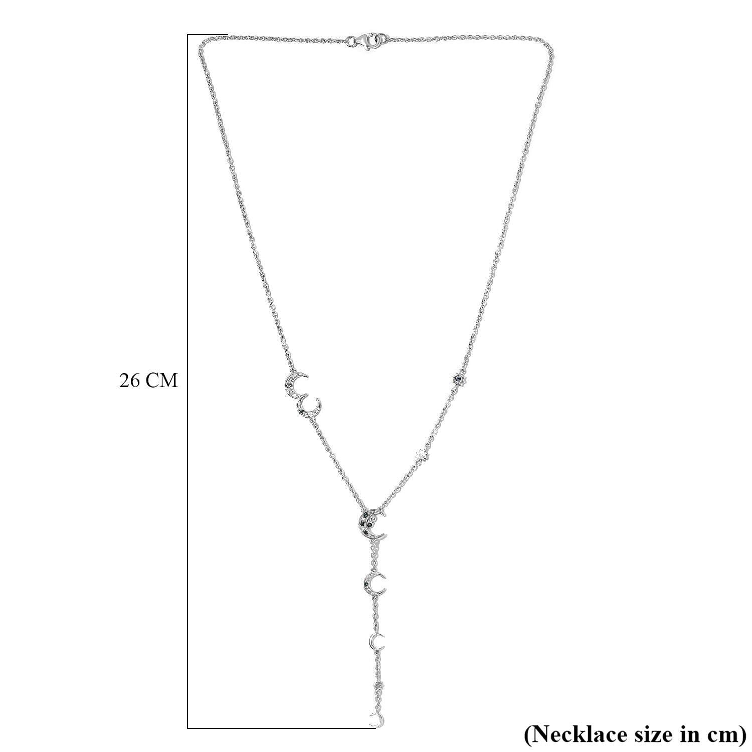 GP Celestial Collection - Teal Blue Diamond and Natural White Diamond Necklace (Size - 20) in Platinum Overlay Sterling Silver 0.23 Ct, Silver Wt. 7.40 Gms.