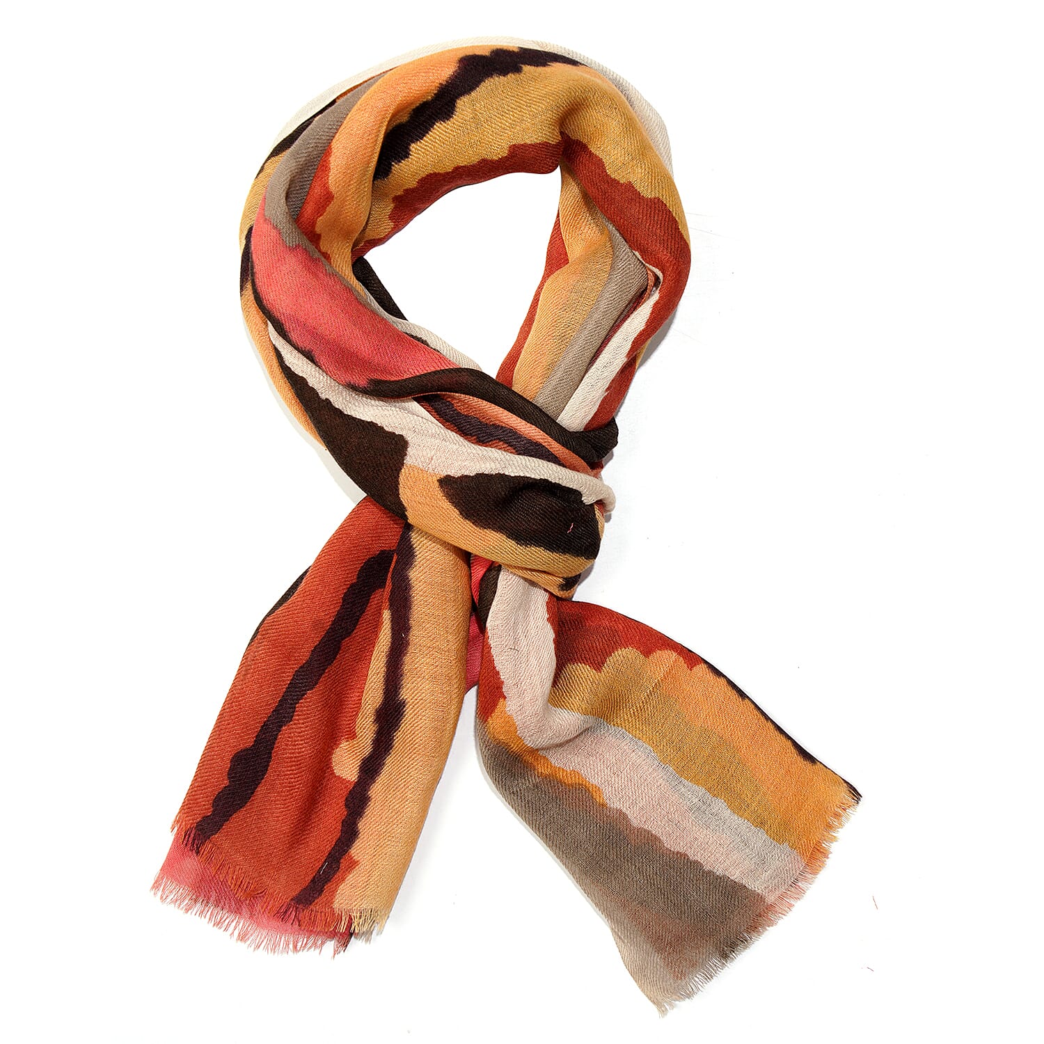 100% Wool Printed Scarf (Size 180x70 Cm) - Multi