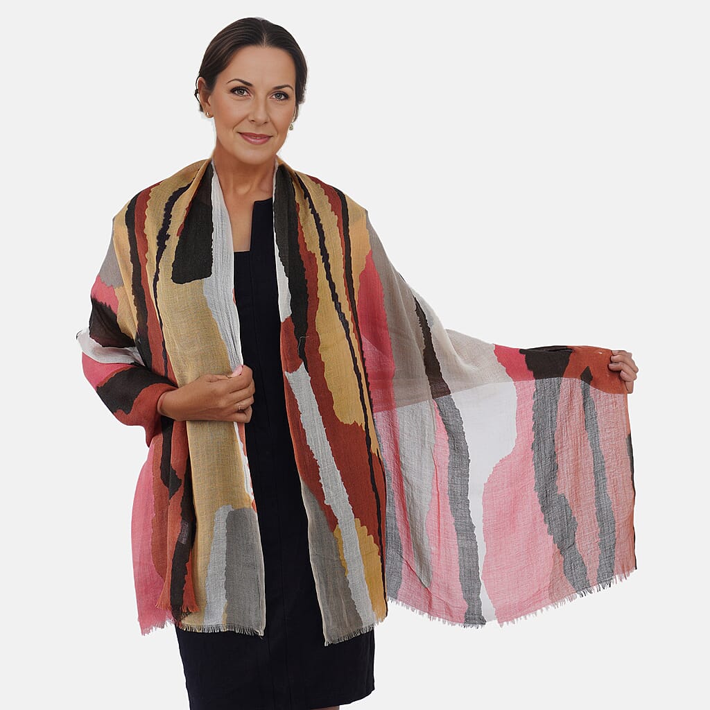 100% Wool Printed Scarf (Size 180x70 Cm) - Multi