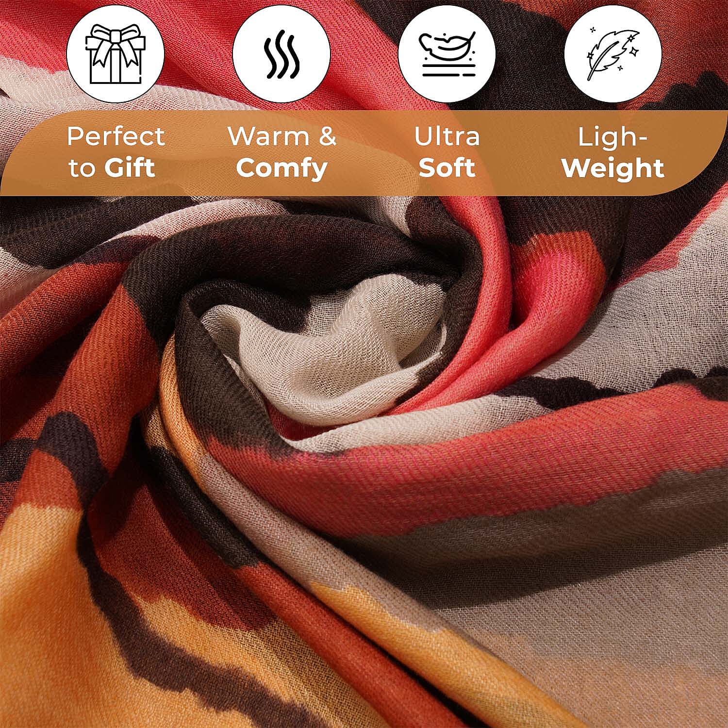 100% Wool Printed Scarf (Size 180x70 Cm) - Multi