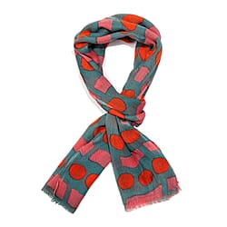 Wool Printed Scar - Green & Red