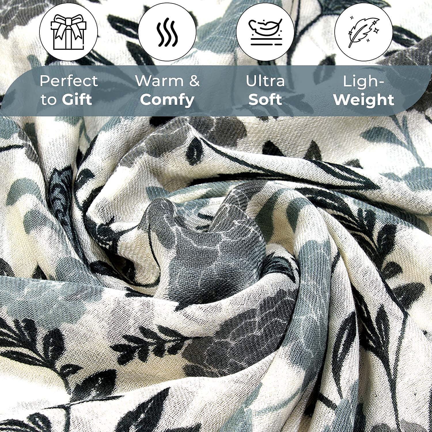 100% Wool Leaf Pattern Scarf (Size 180x70 cm) - Light Green