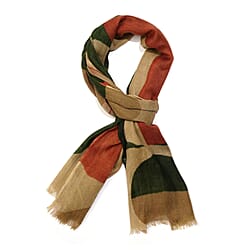 Wool Printed Scar - Green & Red