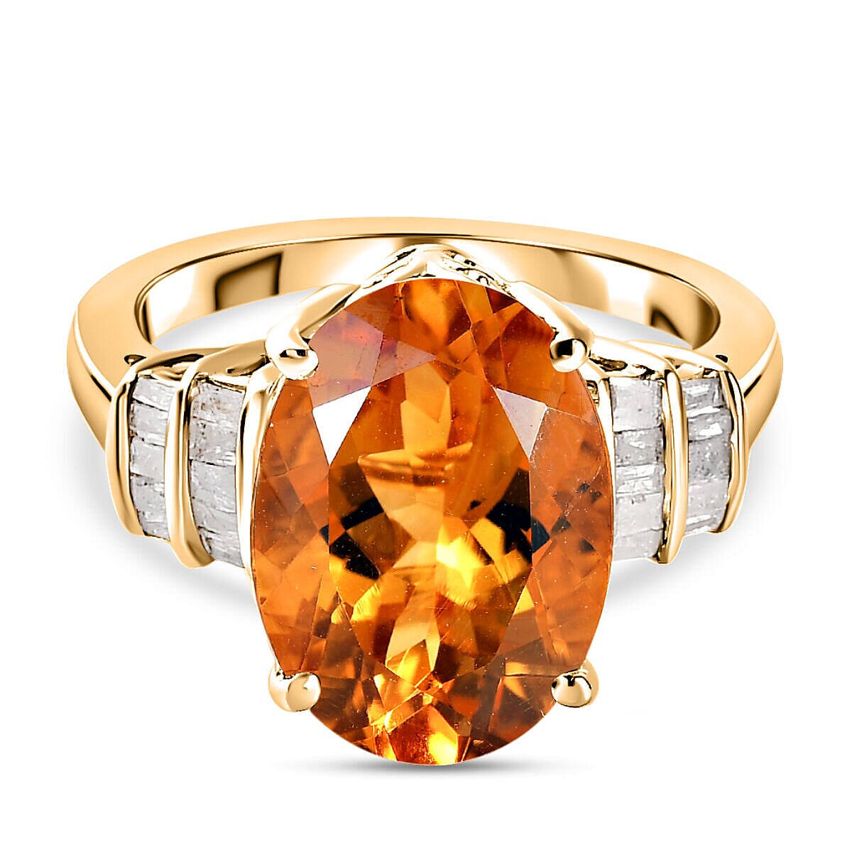 Serra Gaucha Citrine and Diamond Ring in 18K Vermeil Yellow Gold Overlay Sterling Silver 5.637 Ct.