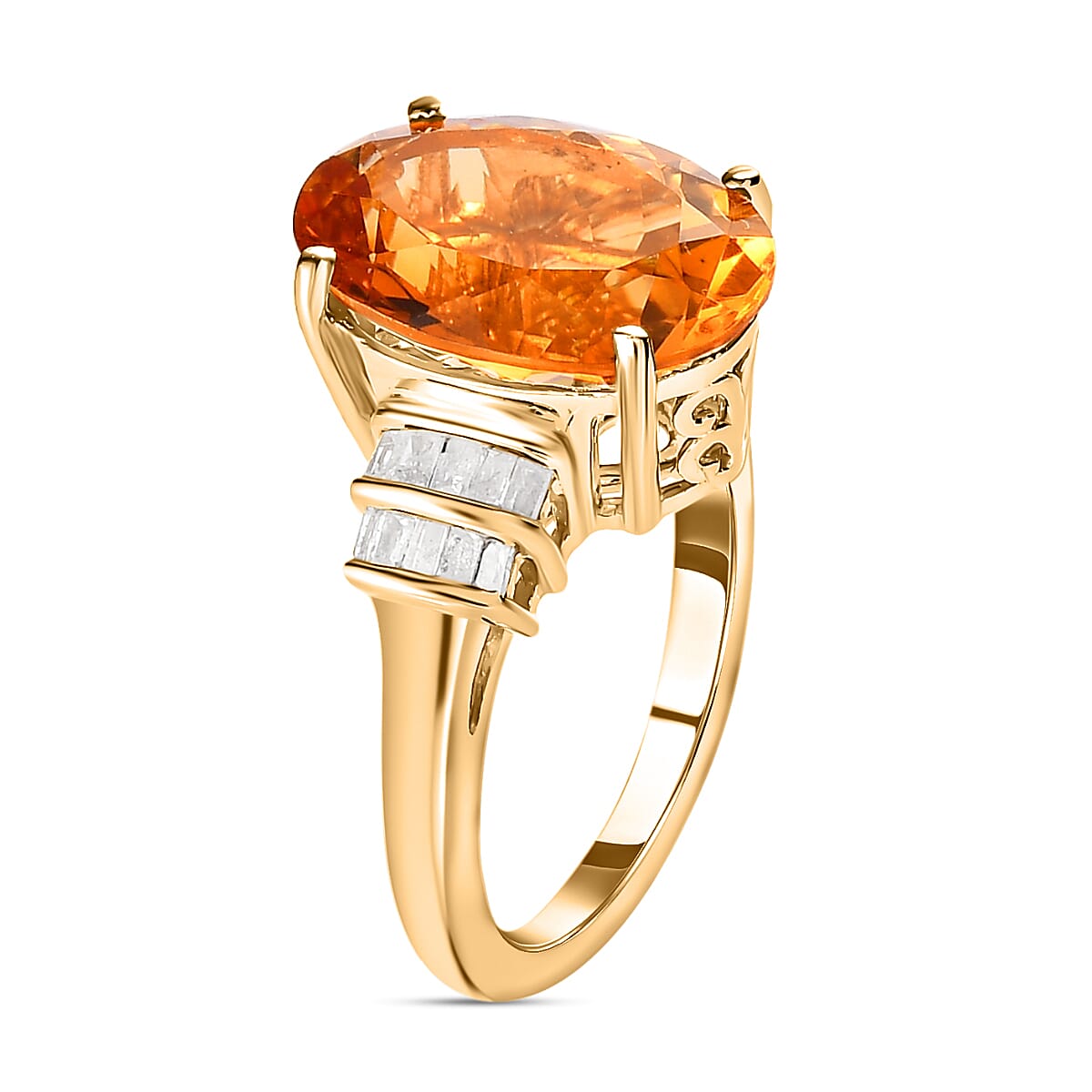 Serra Gaucha Citrine and Diamond Ring in 18K Vermeil Yellow Gold Overlay Sterling Silver 5.637 Ct.