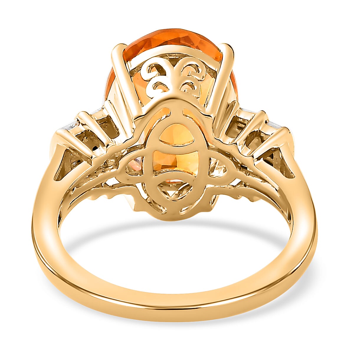 Serra Gaucha Citrine and Diamond Ring in 18K Vermeil Yellow Gold Overlay Sterling Silver 5.637 Ct.