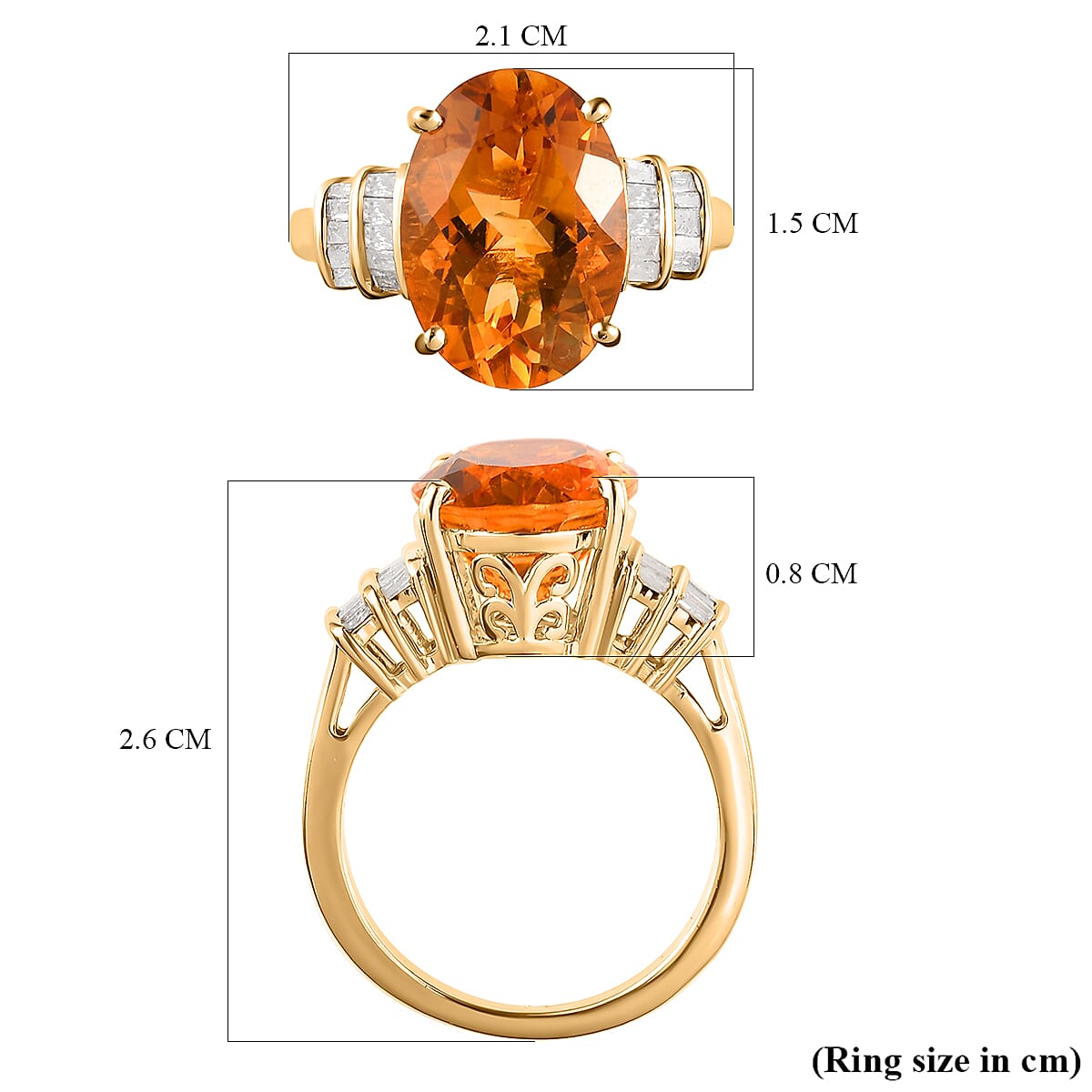 Serra Gaucha Citrine and Diamond Ring in 18K Vermeil Yellow Gold Overlay Sterling Silver 5.637 Ct.