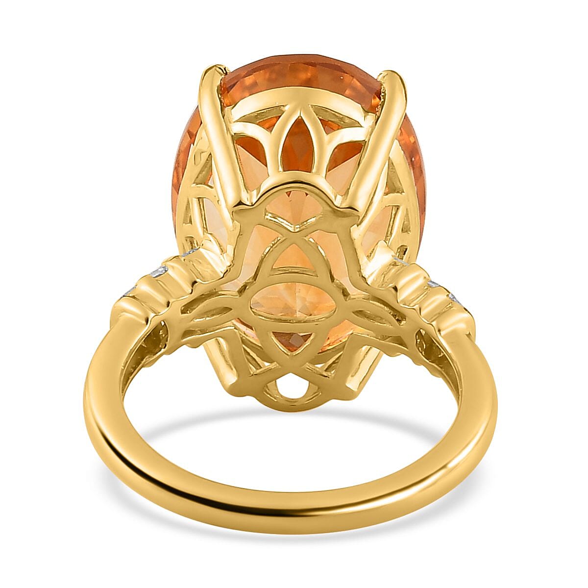 Serra Gaucha Citrine and Diamond Ring in 18K Vermeil Yellow Gold Sterling Silver 13.67 Ct.