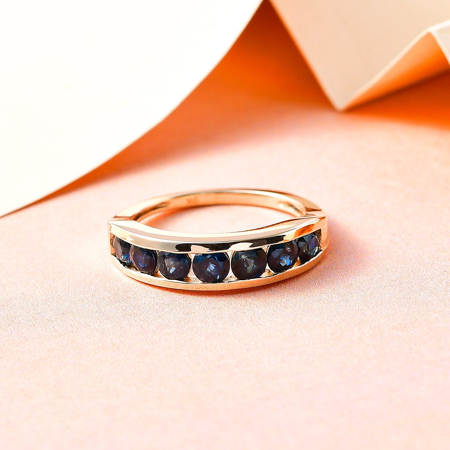 9K Yellow Gold Ocean Teal Sapphire Stone Look Ring 1.64 Ct.