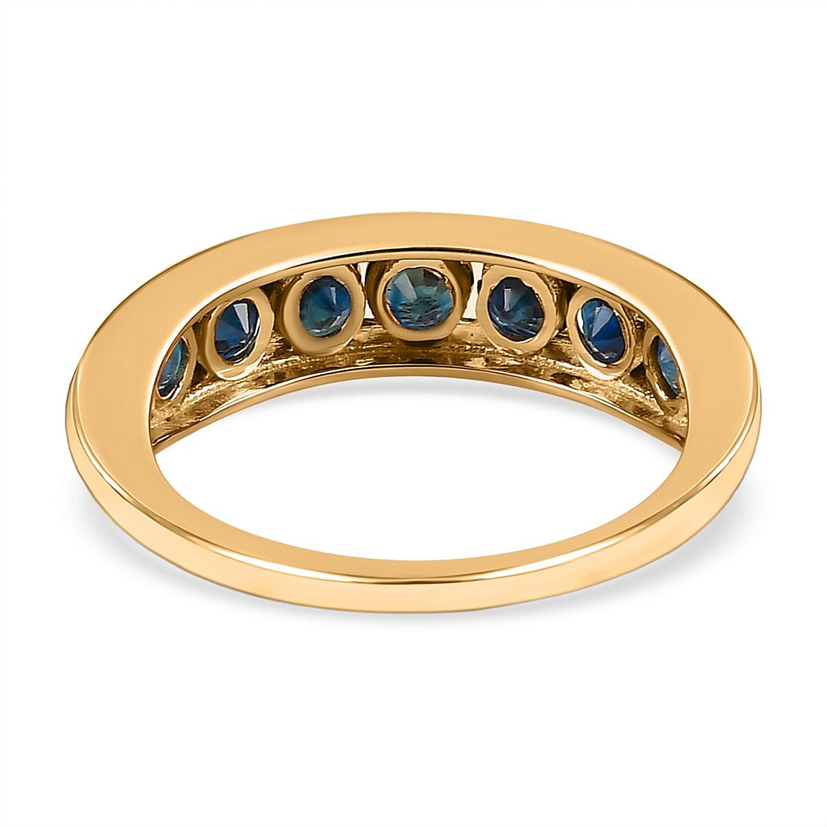 9K Yellow Gold Ocean Teal Sapphire Stone Look Ring 1.64 Ct.