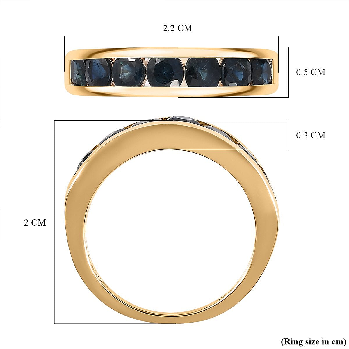 9K Yellow Gold Ocean Teal Sapphire Stone Look Ring 1.64 Ct.