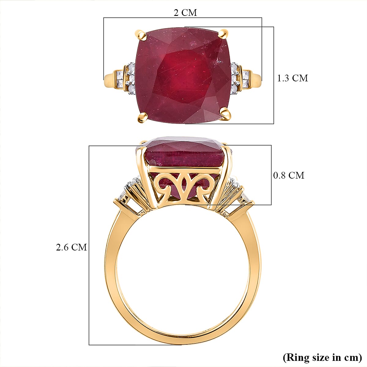 9K Yellow Gold African Ruby and Diamond Ring 11.67 Ct.