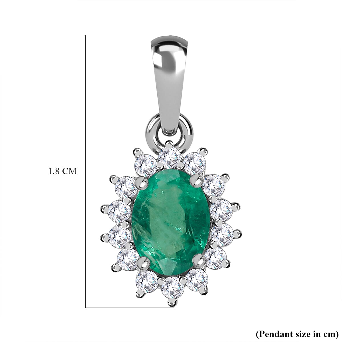 9K White Gold AAA Gemfields Emerald and Diamond Pendant 0.92 Ct.