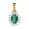 9K White Gold AA Zambian Emerald and Diamond Halo Pendant 0.92 Ct