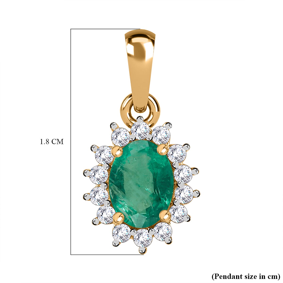 9K Yellow Gold Zambian Emerald and Diamond (I3) Pendant 0.92 Ct.