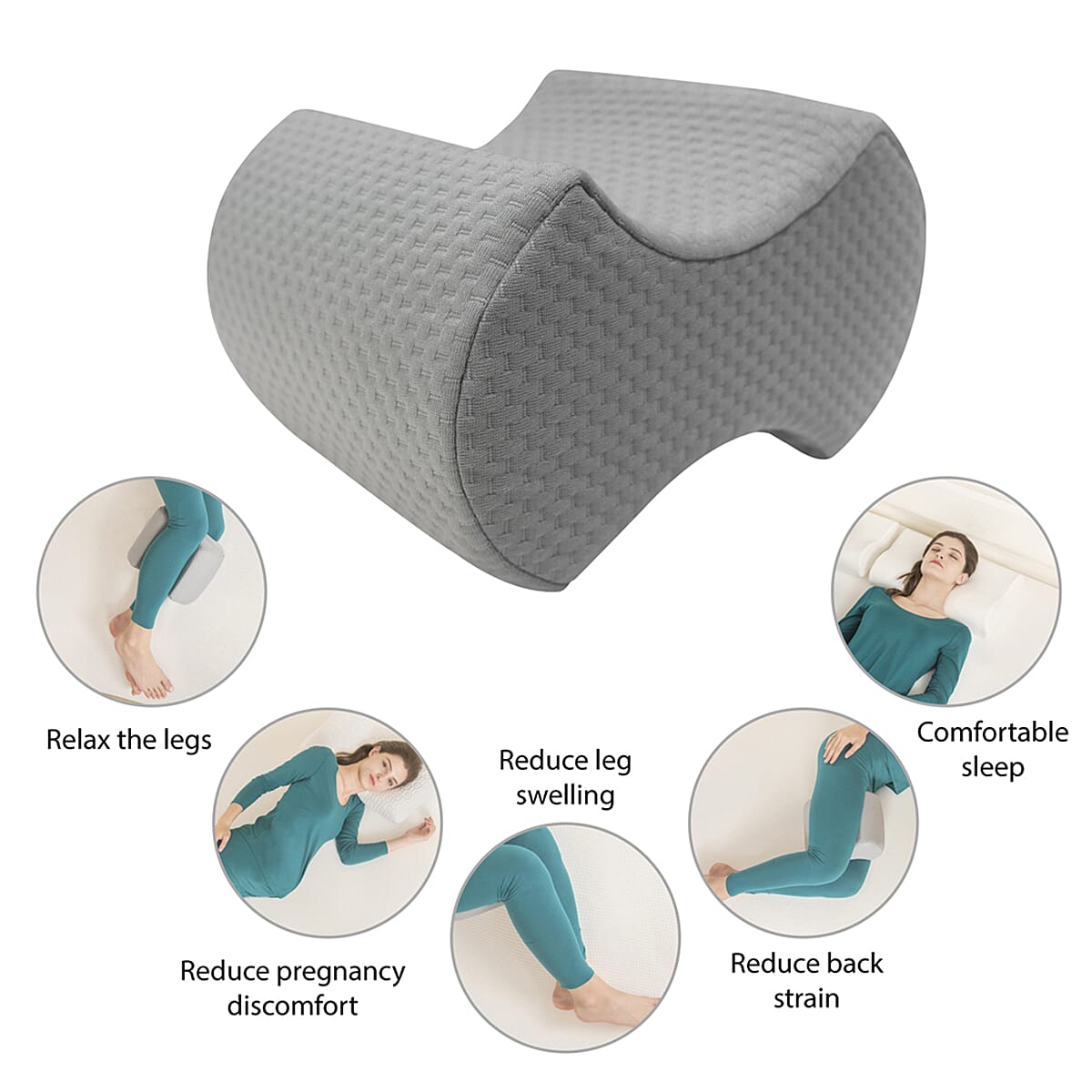Pain Relieving Knee Pillow (Size 15x25x20 cm) - Grey