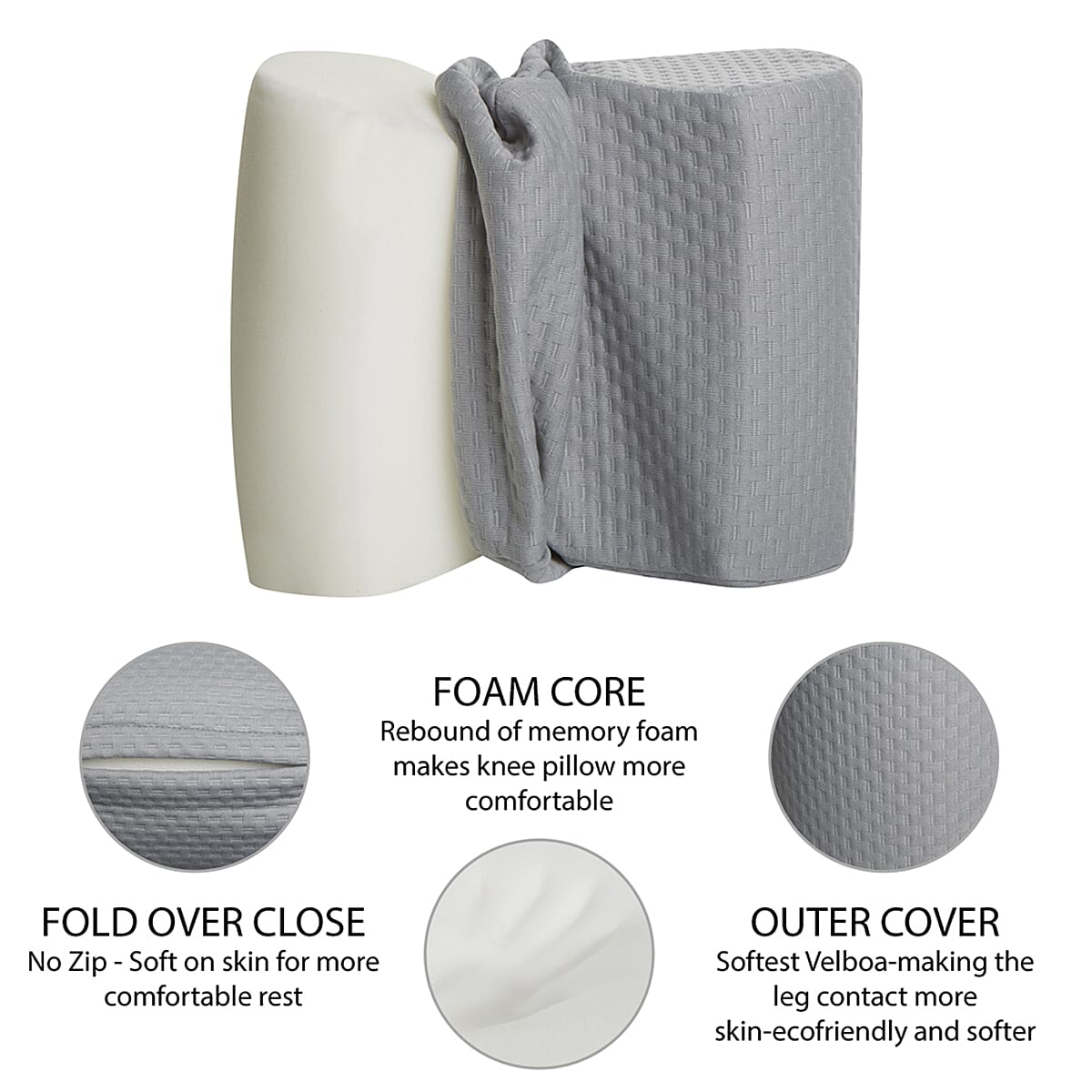 Pain Relieving Knee Pillow (Size 15x25x20 cm) - Grey