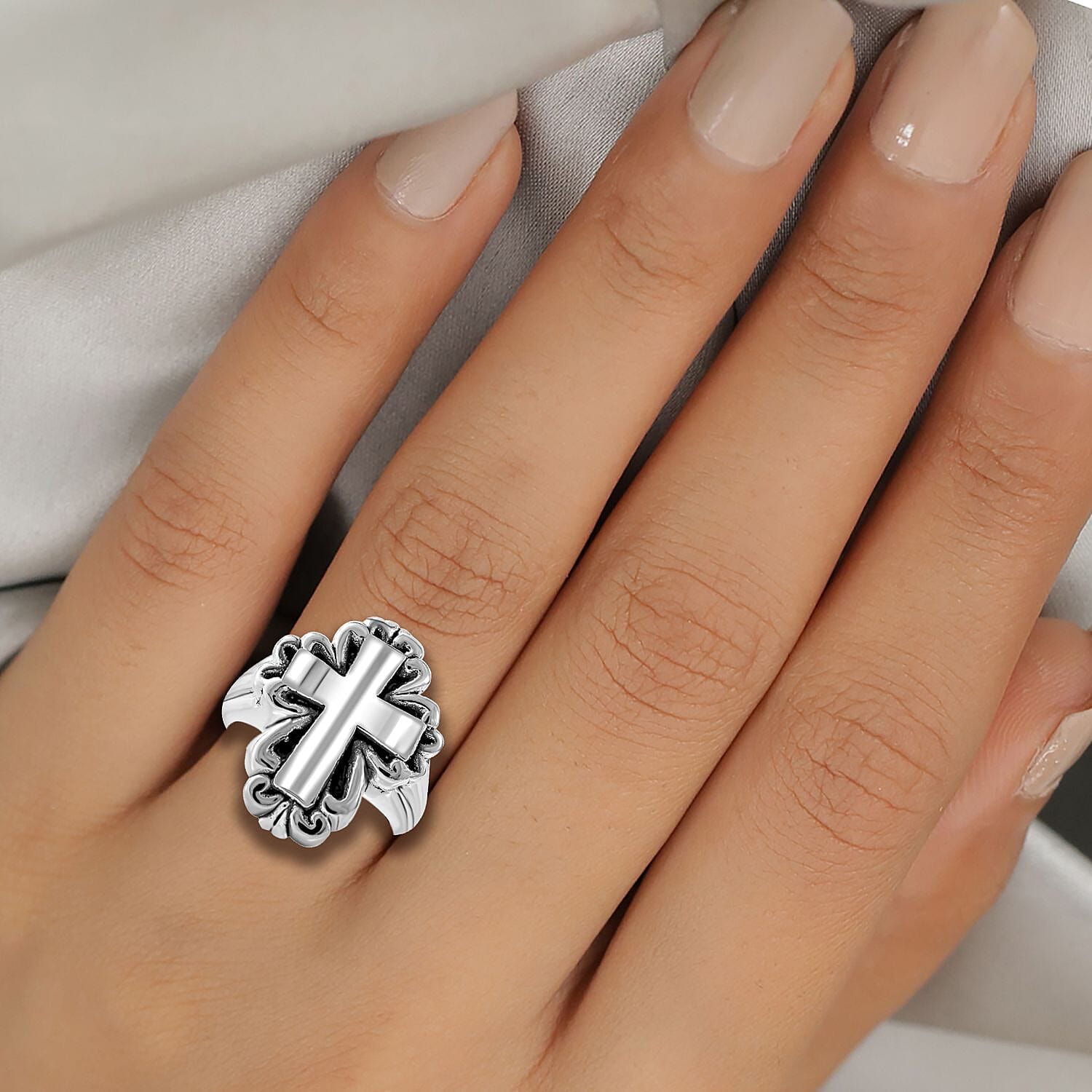 Sterling Silver Cross Ring, Silver Wt. 5.40 Gms