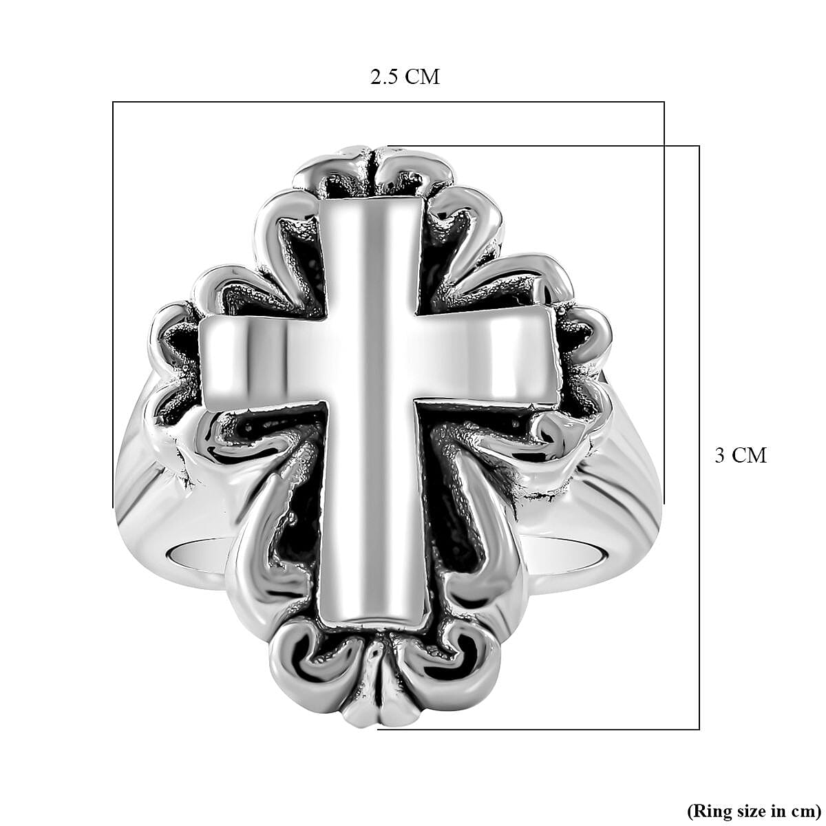 Sterling Silver Cross Ring, Silver Wt. 5.40 Gms