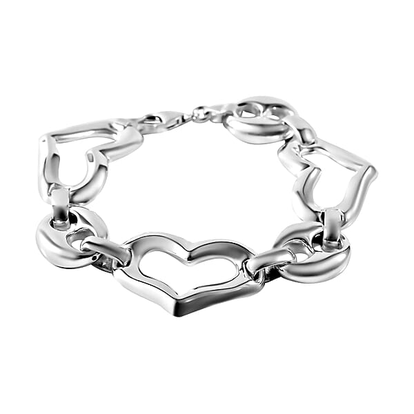 Sterling Silver Heart Linked Bracelet (Size 7.5), Silver Wt. 20.00 Gms