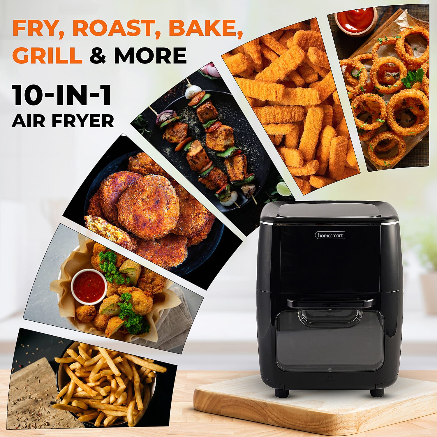 Homesmart 10 in 1 Air Fryer with LCD Display Touch (13L) - Black