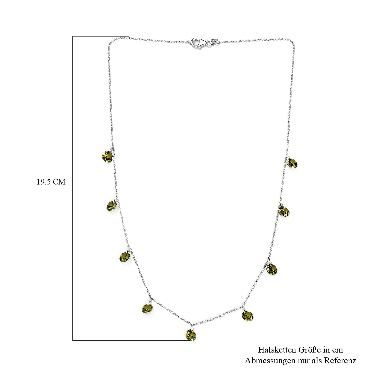 NY Closeout - Simulated Green Diamond Station Necklace (Size - 20) in Sterling Silver