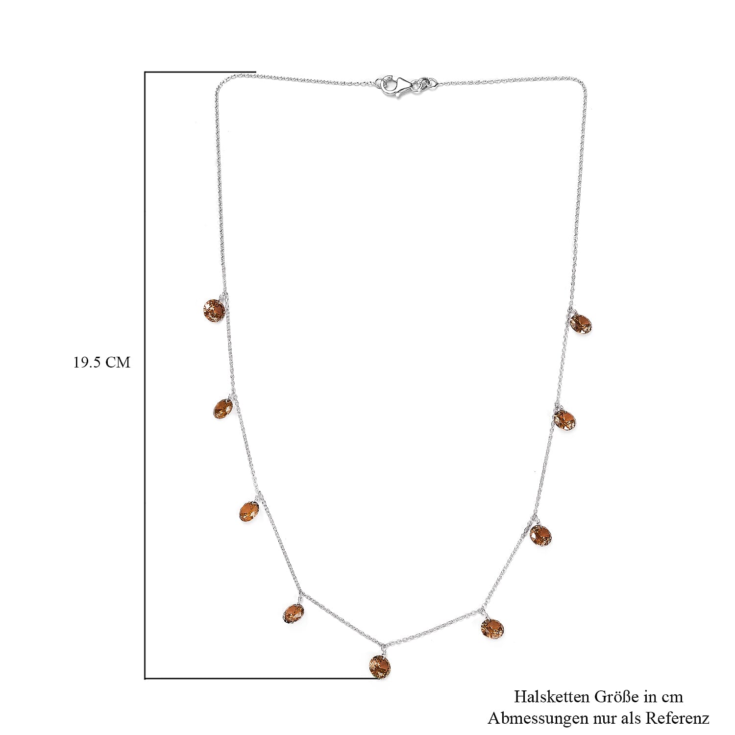 NY Closeout - Simulated Champagne Diamond Station Necklace (Size - 20) in Sterling Silver