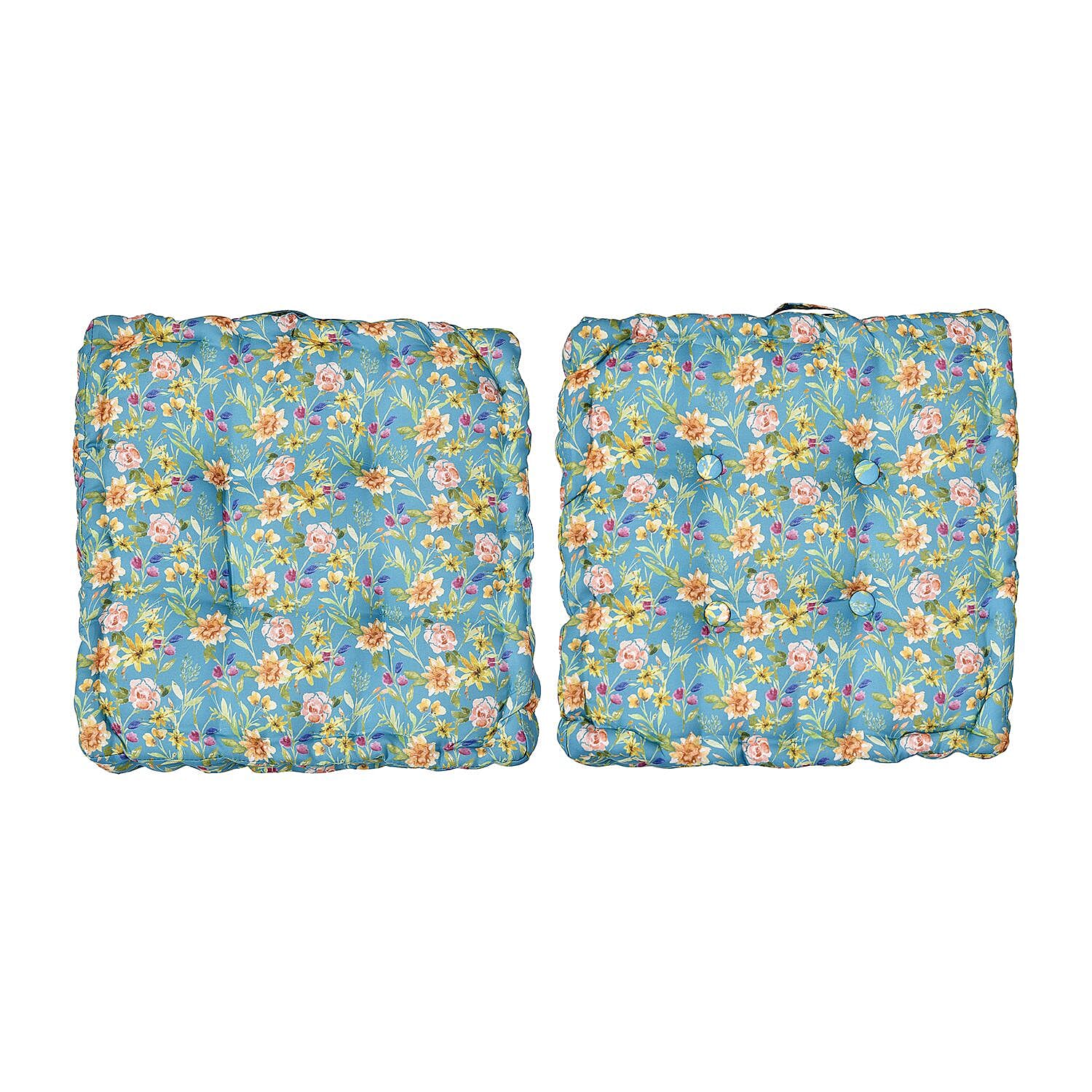 Set of 2 - Portable Outdoor Booster Cushion with Handle- Green and Multi