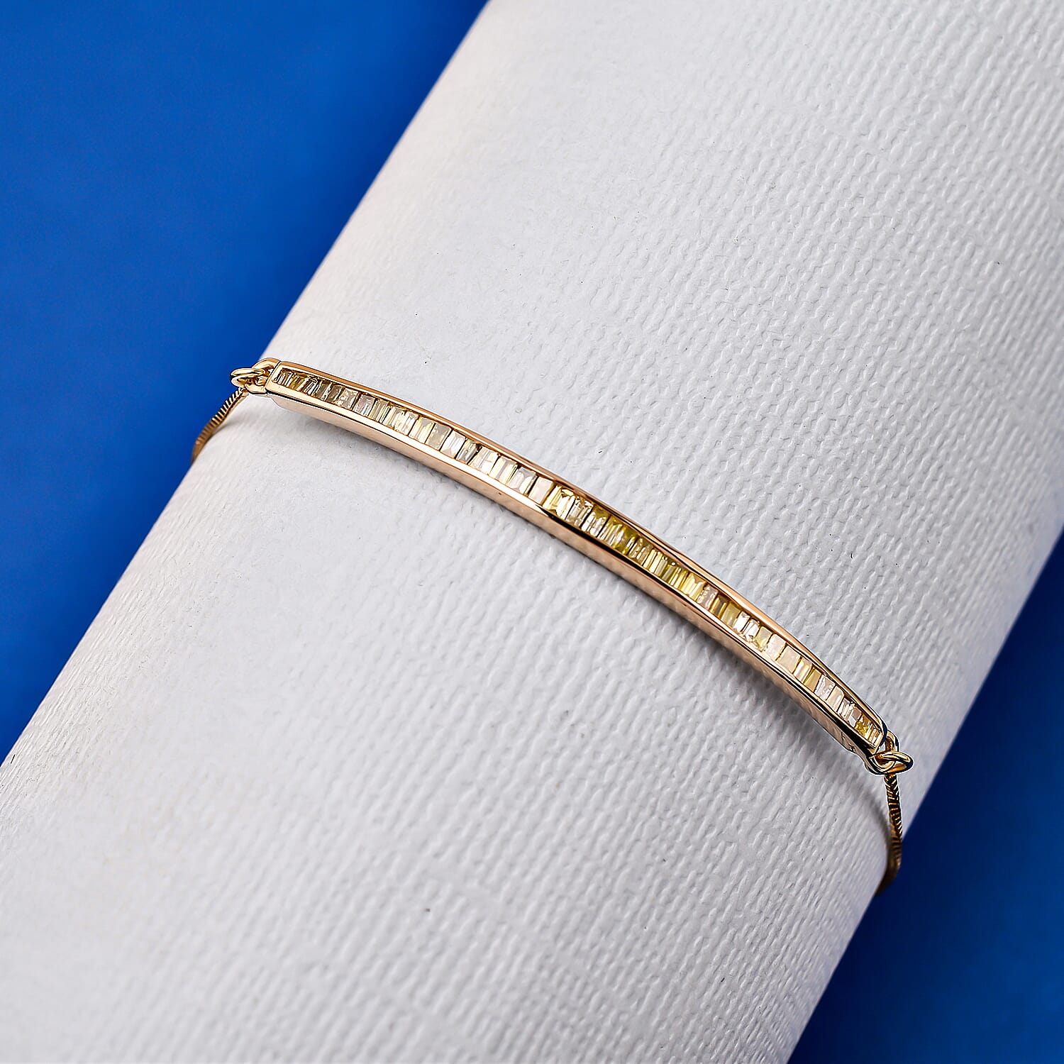 NY Close Out -9K Yellow Gold Natural Yellow Diamond Adjustable Bracelet (Size 6.5 to 9) 0.76 Ct, Gold Wt. 3.20 GM