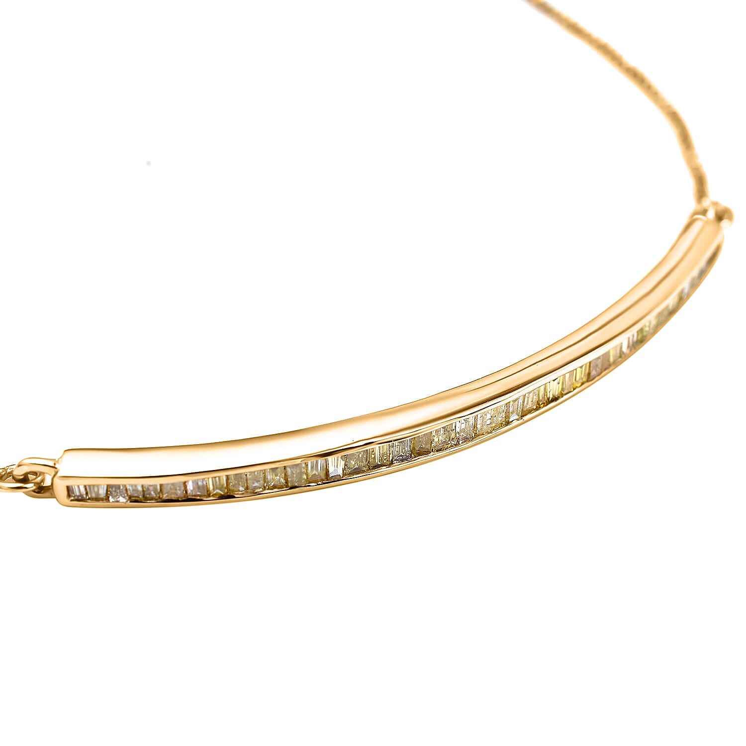 NY Close Out -9K Yellow Gold Natural Yellow Diamond Adjustable Bracelet (Size 6.5 to 9) 0.76 Ct, Gold Wt. 3.20 GM