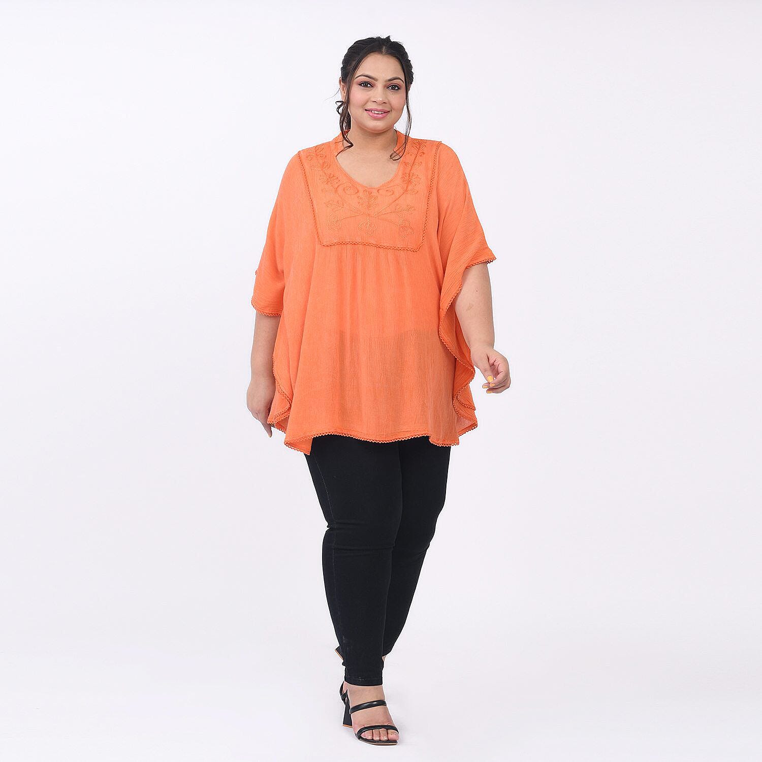 Tamsy 100% Viscose Top (One Size 8-18) - Orange