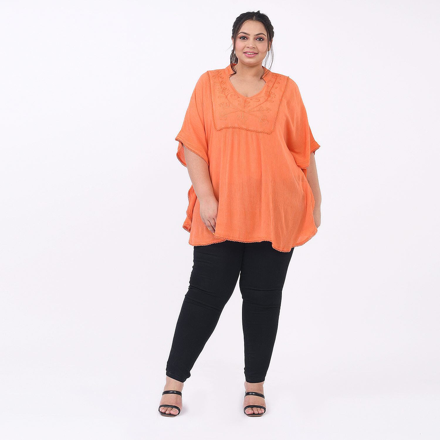 Tamsy 100% Viscose Top (One Size 8-18) - Orange