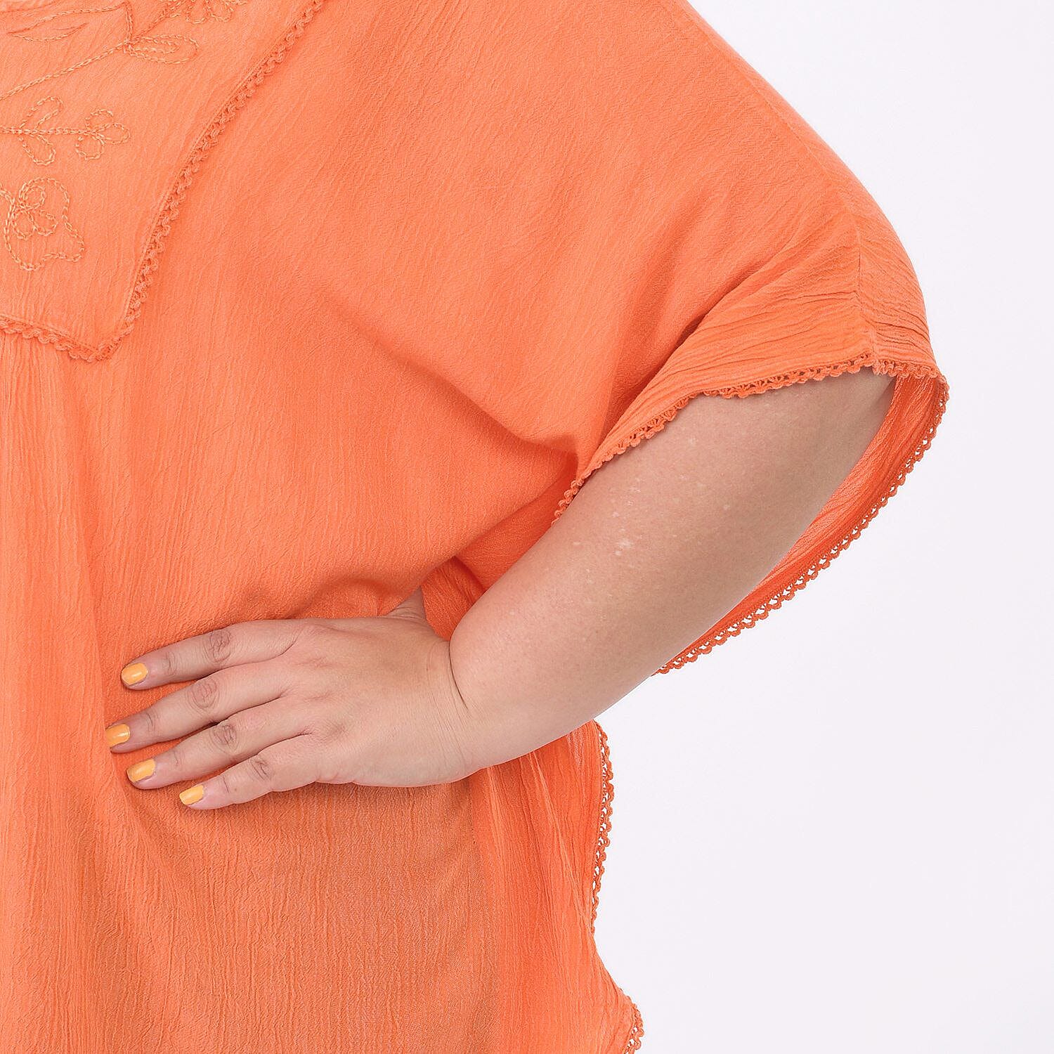 Tamsy 100% Viscose Top (One Size 8-18) - Orange