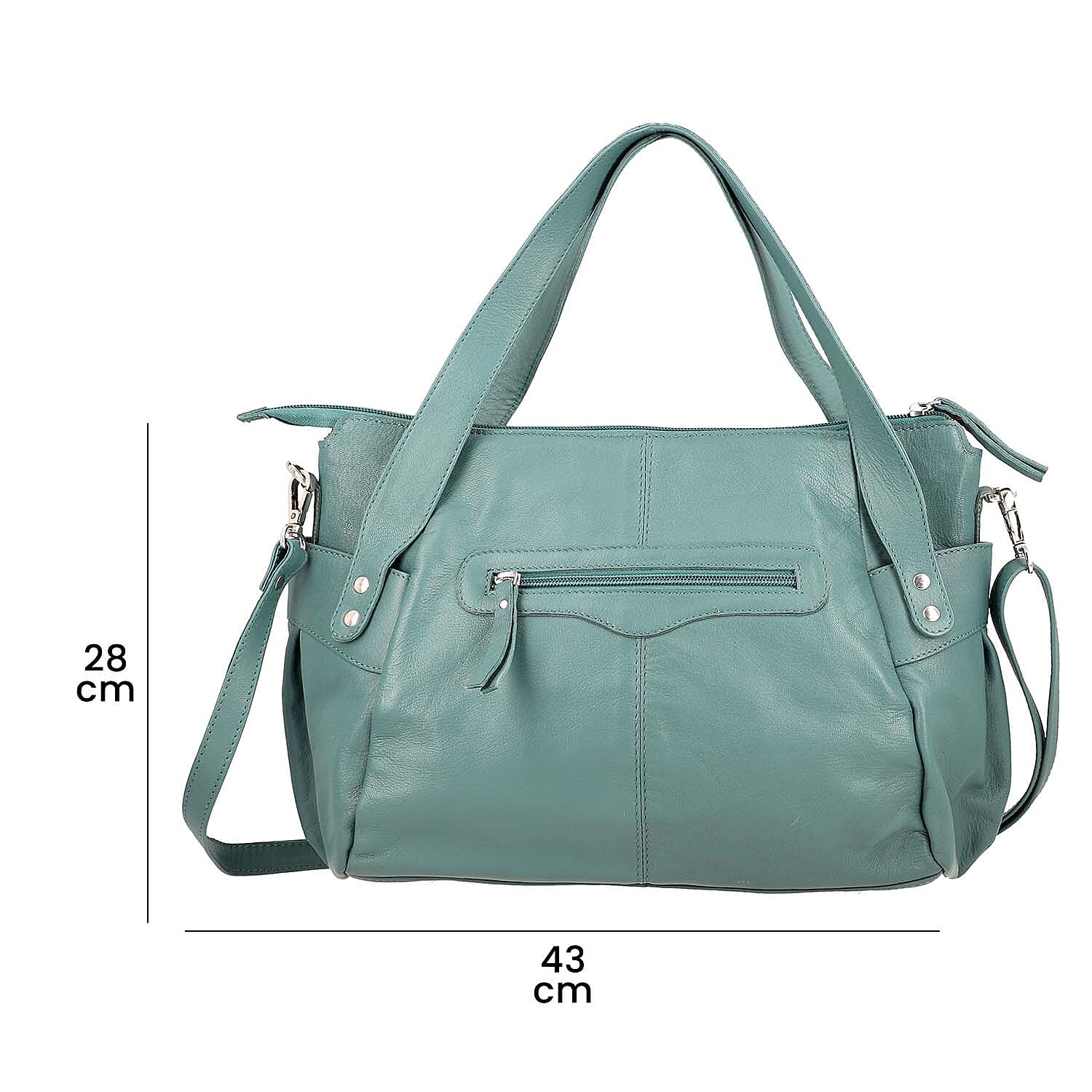 100% Genuine Leather RFID Bailey Bag - Teal