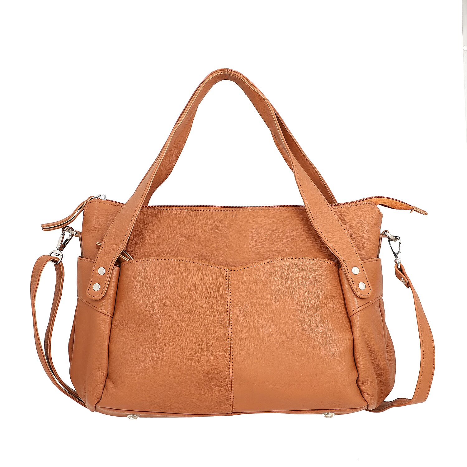 100% Genuine Leather RFID Bailey Bag - Tan
