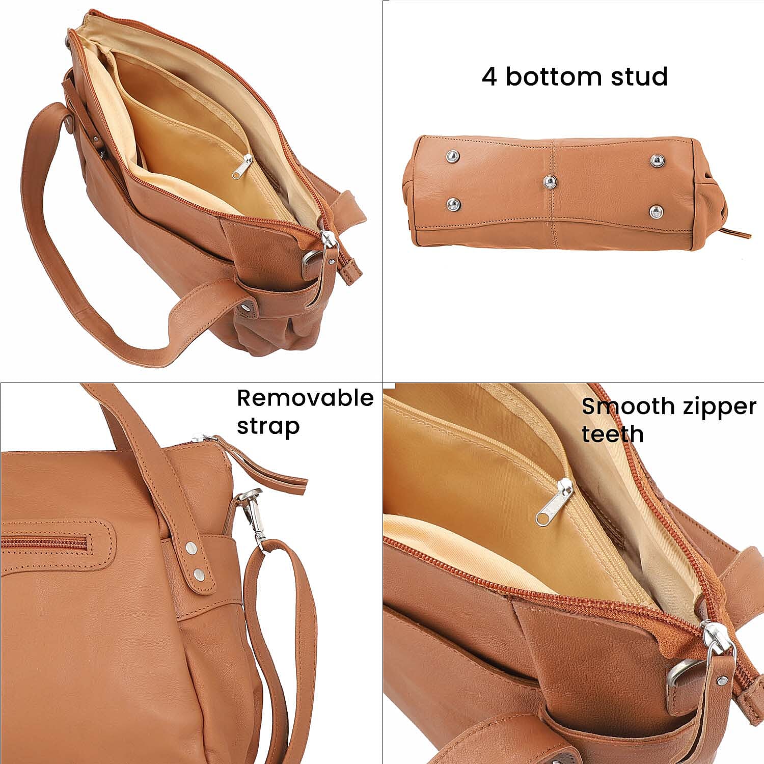 100% Genuine Leather RFID Bailey Bag - Tan