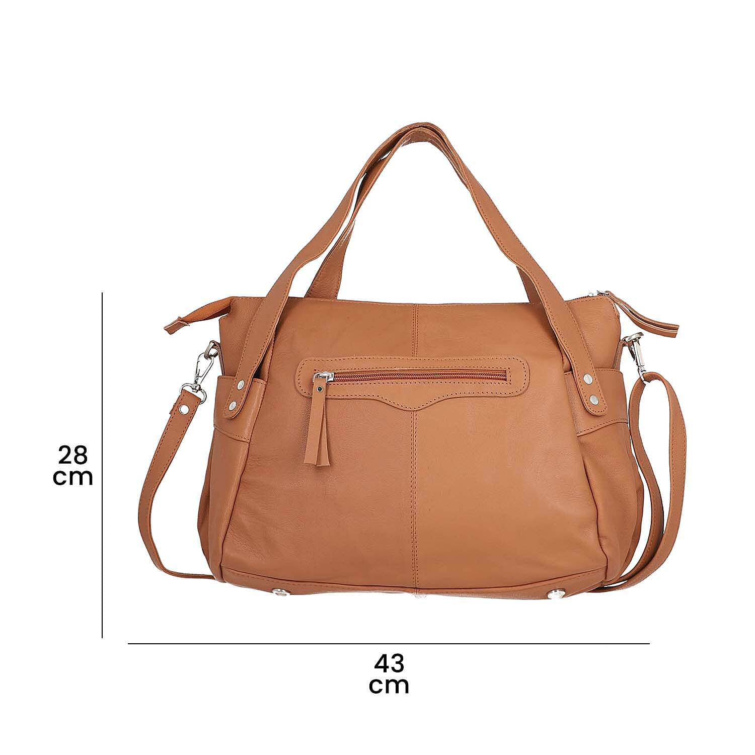 100% Genuine Leather RFID Bailey Bag - Tan