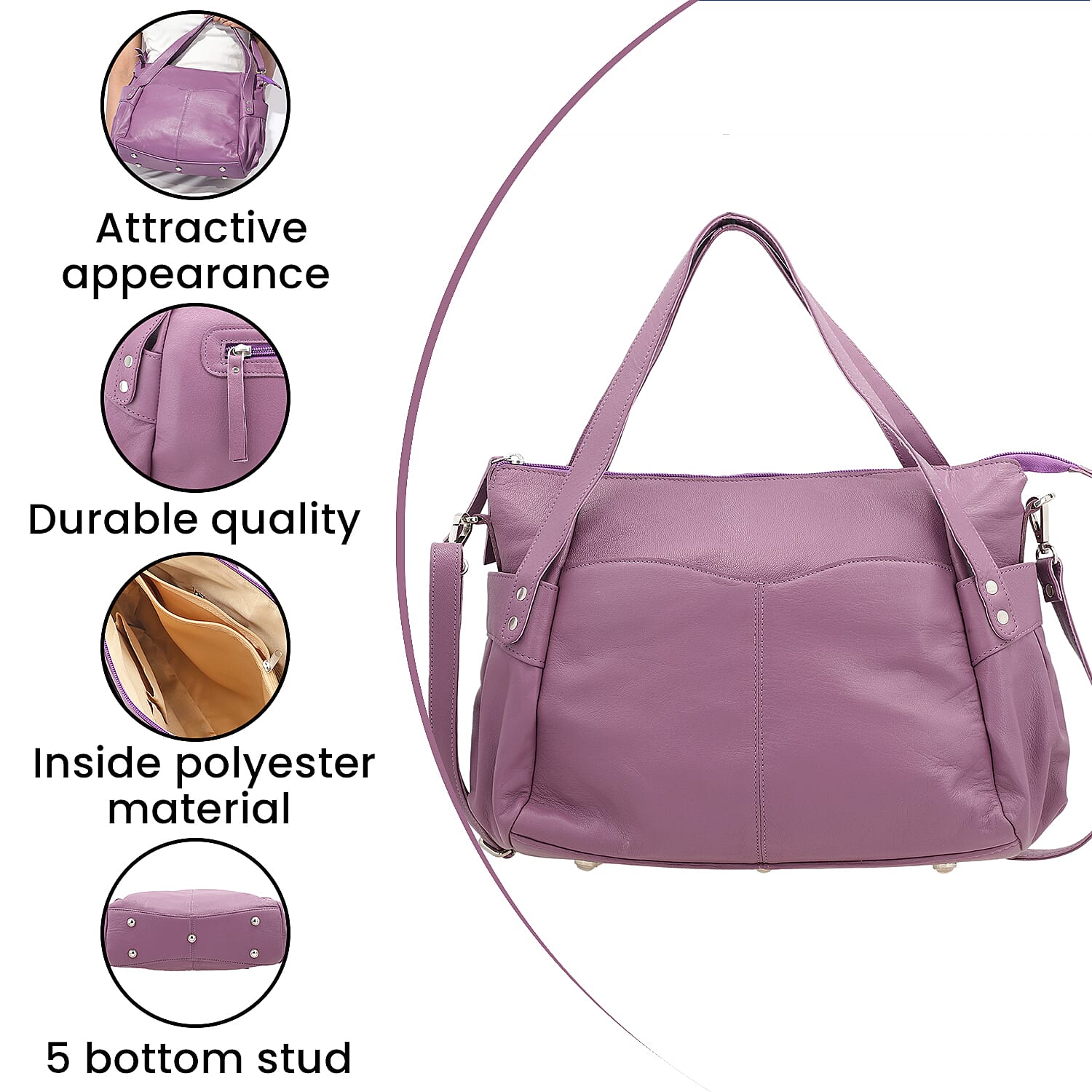 100% Genuine Leather RFID Protected Bailey Bag - Purple