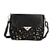 100% Genuine Leather Cowhide with Golden Foil Printing Crossbody Bag - Golden - Black