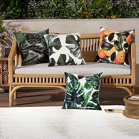Homesmart Pack of 4 Outdoor Water Resistant Cushion Covers (Size 45 cm) - Orange and Dark Green