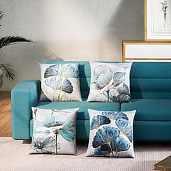 Set of 4 - HOMESMART - Waterproof Faux Linen Digital Printed Cushion Cover (Size 45x45 cm) - Dark Green