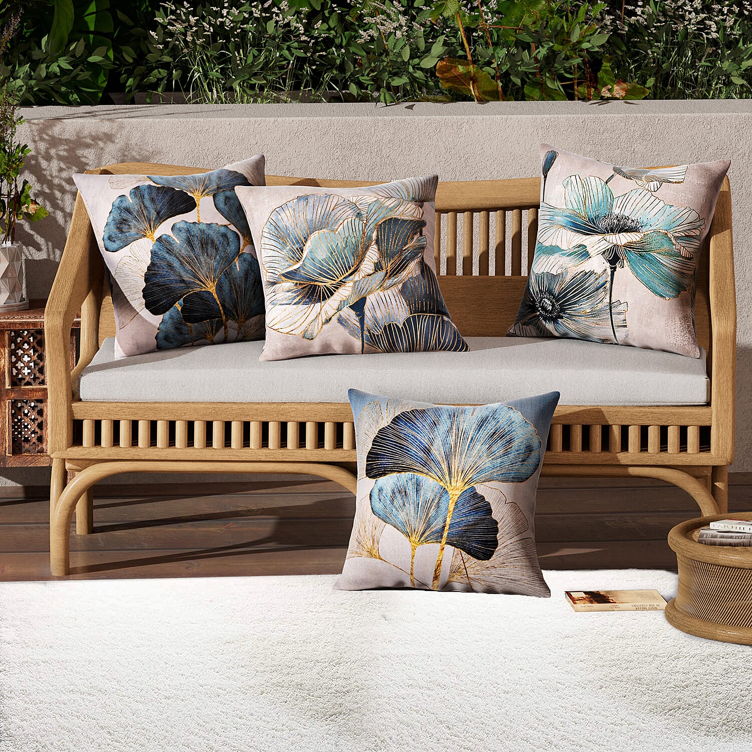 Homesmart Pack of 4 Outdoor Water Resistant Cushion Covers (Size 45 cm) - Peacock Green