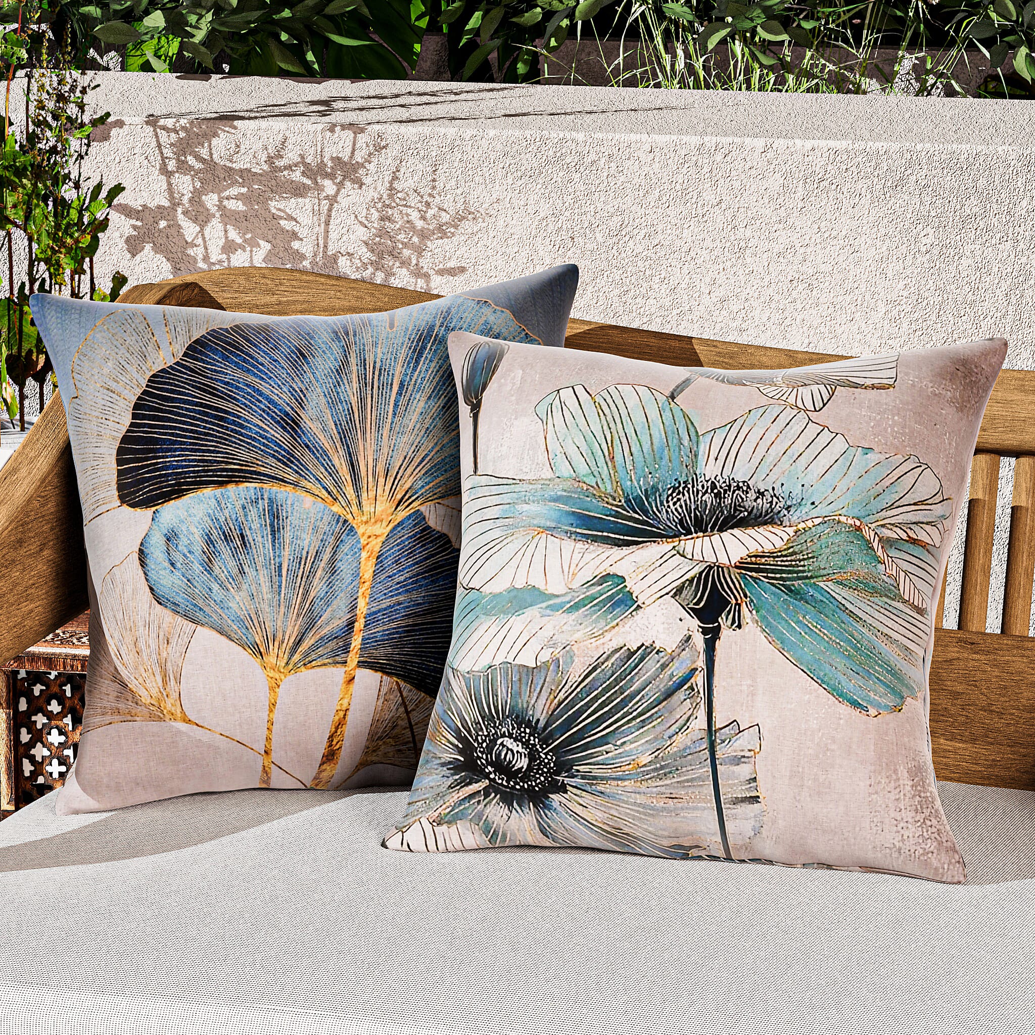 Homesmart Pack of 4 Outdoor Water Resistant Cushion Covers (Size 45 cm) - Peacock Green