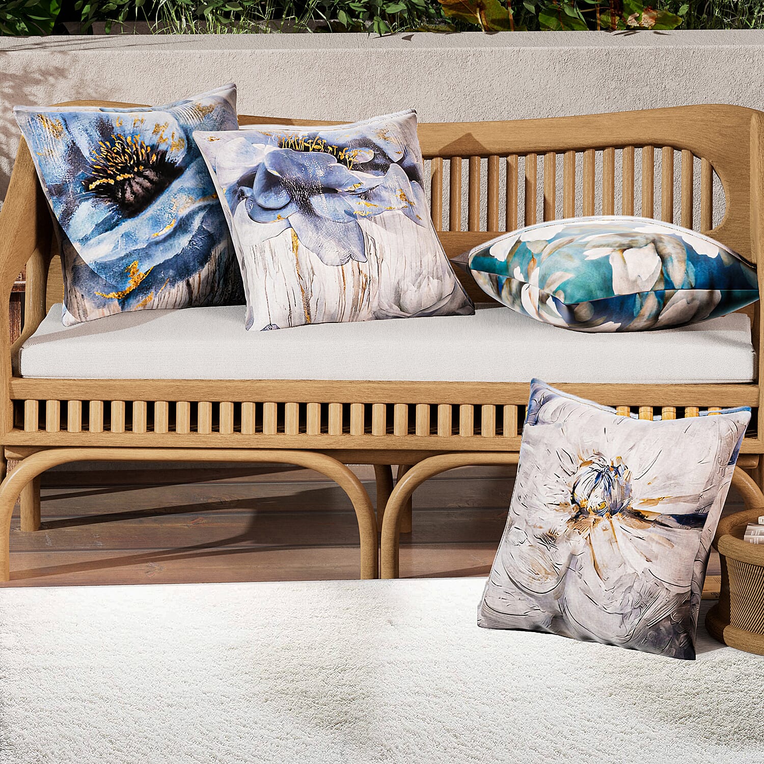 Homesmart Pack of 4 Outdoor Water Resistant Cushion Covers (Size 45 cm) - Blue