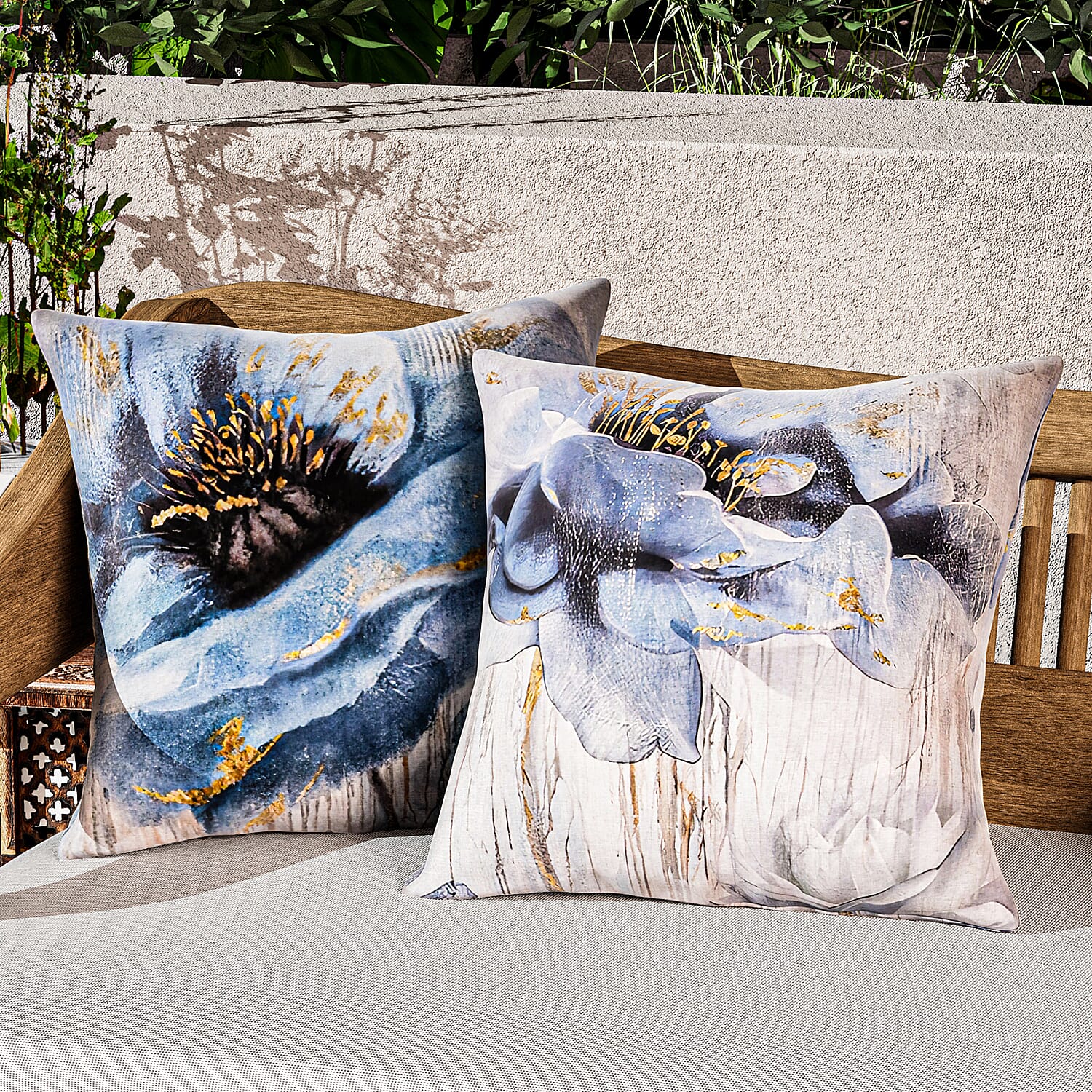 Homesmart Pack of 4 Outdoor Water Resistant Cushion Covers (Size 45 cm) - Blue