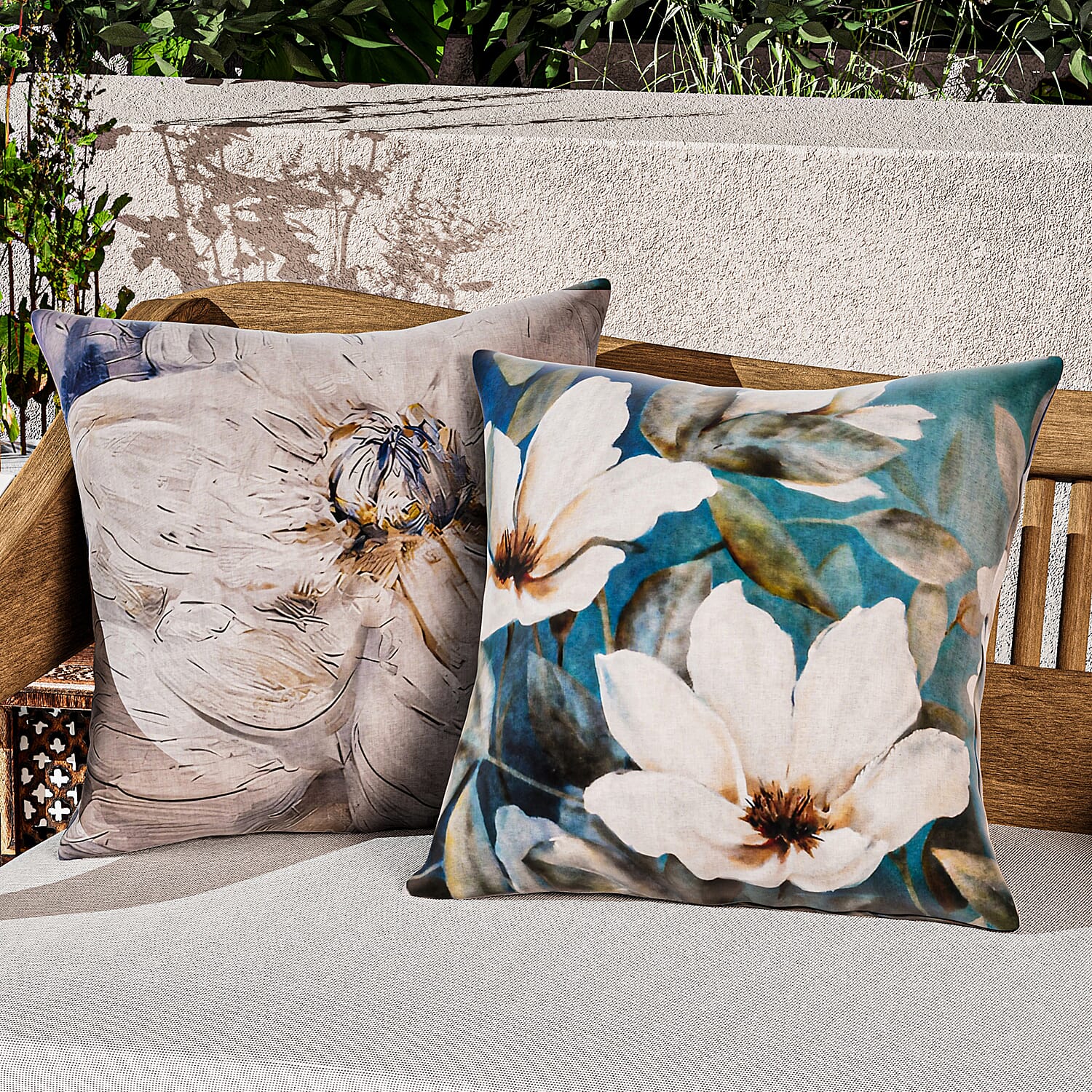 Homesmart Pack of 4 Outdoor Water Resistant Cushion Covers (Size 45 cm) - Blue