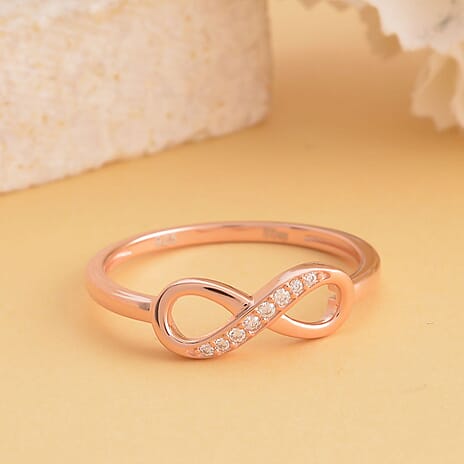 Simulated Diamond Infinity Ring in 18K Vermeil Rose Gold Plated Sterling Silver