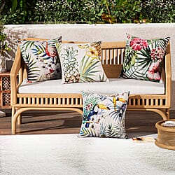 Set of 4 - HOMESMART - Waterproof Faux Linen Digital Printed Cushion Cover (Size 45x45 cm) - Dark Green