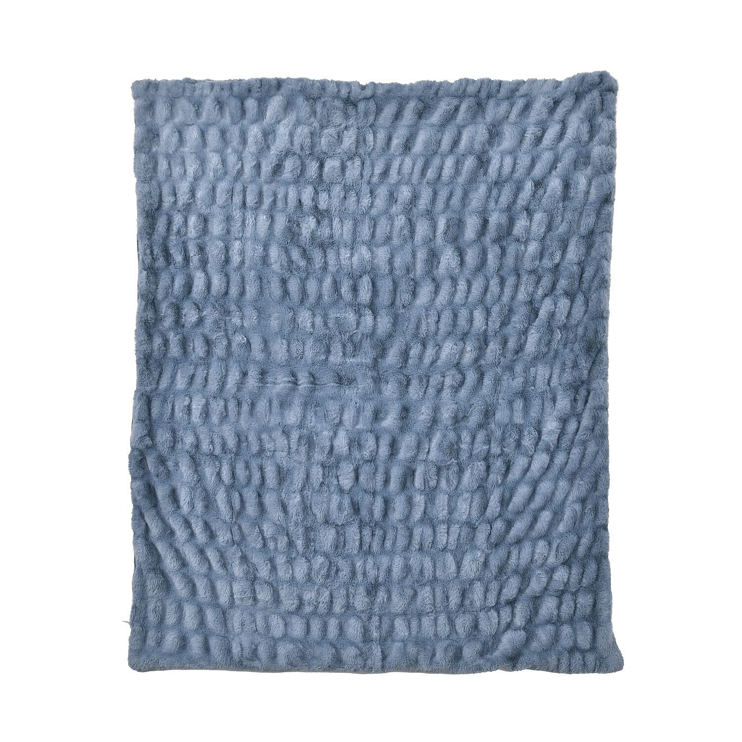Ruched Super Soft Blanket with Velour Double Layer (Size 152x127 cm) - Blue