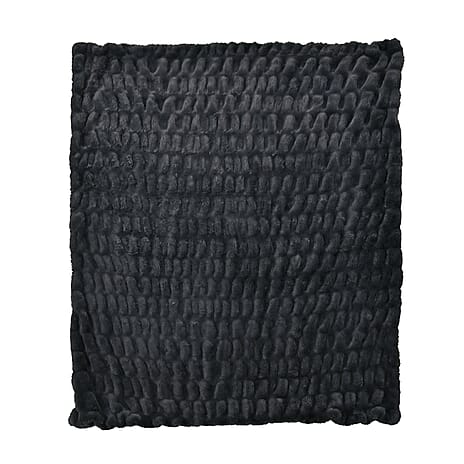 Ruched Super Soft Blanket with Velour Double Layer (Size 152x127 cm) - Black